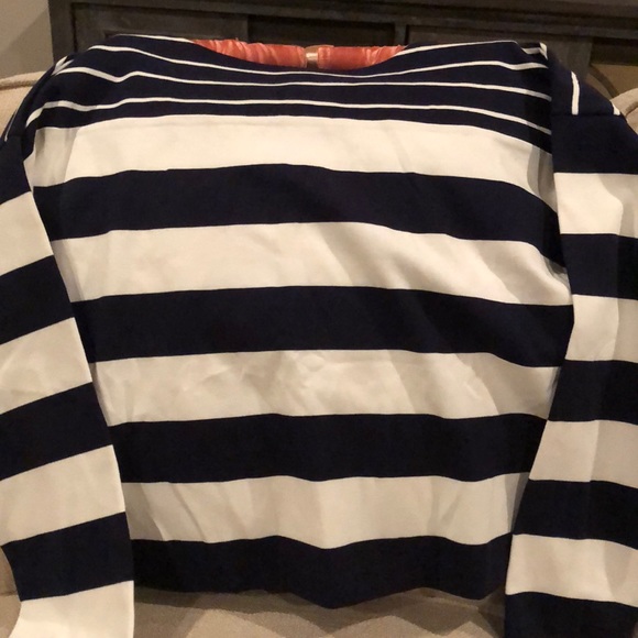 J Crew Long Sleeve Navy and Cream Striped top - Picture 2 of 6
